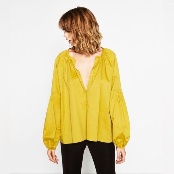 Zara Honey Mustard Top Tunic Blouse. Size  XSmall. - Picture 1 of 16
